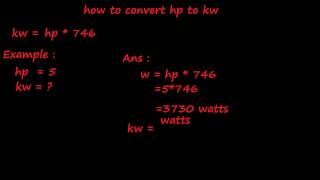 how to convert hp to kw  electrical formulas [upl. by Nolyarg758]