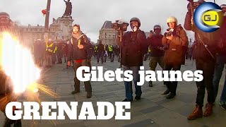 Une grenade explose et arrache les lunettes dun gilet jaune Police Paris 2 février 2019 [upl. by Larina]