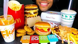 ASMR McDonalds vs InNOut Mukbang Chicken Nuggets McFlurry Animal Style Fries Big Mac Jerry Eating [upl. by Anatola435]