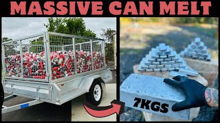 Massive Can Meltdown  Pure Aluminum From Cans  ASMR Metal Melting  Trash To Treasure  Bulk Bars [upl. by Aihtnis]