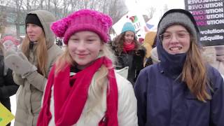 Womens march and rally in cold at in Montreal [upl. by Kristien209]