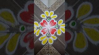 Minimalist Floral Rangoli EasyRangoli ytshorts shorts [upl. by Ylus]