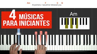 4 músicas que são PERFEITAS para iniciantes aula de teclado [upl. by Airod]