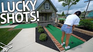 GETTING SOME REALLY LUCKY MINI GOLF SHOTS AT THIS MINI GOLF COURSE [upl. by Karsten]