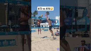 6’5 vs 6’6 😮‍💨⚔️🏐 beachvolleyball volleyball volleyballworld volleyballplayer spike sports [upl. by Annaerda]