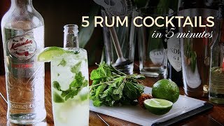 Learn How to Make FIVE Rum Cocktails in FIVE Minutes [upl. by Ney541]