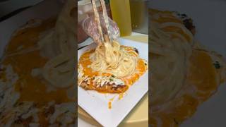 The CHICKEN VODKA PARM FETTUCINE ALFREDO from Elm Street Diner in Stamford CT 🍗🧀🍝 DEVOURPOWER [upl. by Annaya]