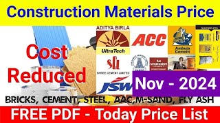 Free Pdf of today construction materials price  today material price  cementtmtprice today [upl. by Fonz]