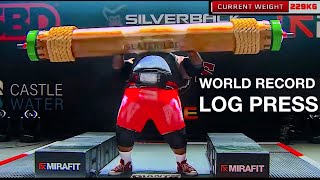 LOG WORLD RECORD 229kg505lbs DONE Iron Biby [upl. by Samaria859]