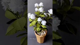 handcrafted paper Jasmine plant crepepaperflower handmade papercraft paperflower craft [upl. by Acirea]