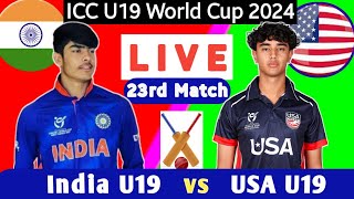 India U19 vs USA U19 live I 23rd Match  U19 world cup live  u19 live cricket match today [upl. by Heindrick136]