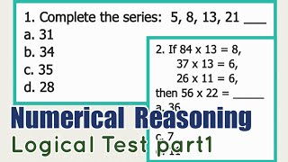 Part1 Logical Test  NUMERICAL REASONING [upl. by Habas]