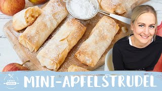 MiniApfelstrudel  MiniApfelstrudel mit Filoteig  wie vom Bäcker 😍🍎 I Einfach Backen [upl. by Hacim30]