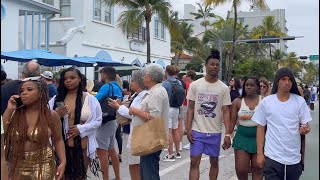 Spring Break 2023  Walking Miami Beach Ocean Drive Before Curfew [upl. by Salisbarry]