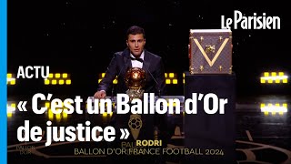 Rodri accepte labsence du Real Madrid lors de la cérémonie du Ballon dOr [upl. by Fitzgerald]