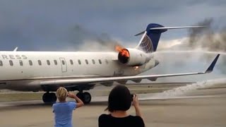 SkyWest jet engine catches fire after landing in Denver [upl. by Karon670]