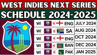 West Indies next series after T20 World Cup 2024  WI Upcoming Cricket All Series Schedule 202425 [upl. by Osnohpla]