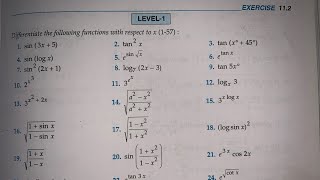 Ex 112 question no 1 to 37 RD SHARMA SOLUTIONS OF DIFFERENTIATION FOR CLASS 12 [upl. by Zeke]