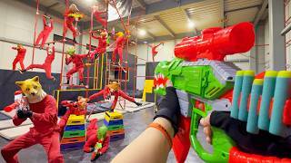 Nerf War  Amusement Park Battle 60 Nerf First Person Shooter [upl. by Olodort700]