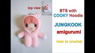 BT21 Cooky Crochet Dress Hoodie Tutorial with BTS Jungkook amigurumi [upl. by Adama]