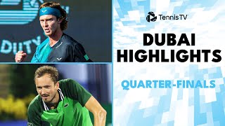 Medvedev vs Davidovich Fokina Rublev Hurkacz amp Humbert Play  Dubai 2024 QuarterFinal Highlights [upl. by Aleac]