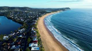 Drone aerial Wamberal beach Terrigal bridge nature Central Coast tourism travel Australia [upl. by Anaoj]