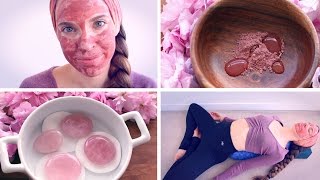 ORGANIC SPA AT HOME Rose quartz amp floral facial to promote self love [upl. by Gunner]