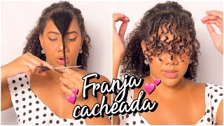 COMO CORTAR FRANJA  CABELO CACHEADA ✨💕 [upl. by Eralcyram]