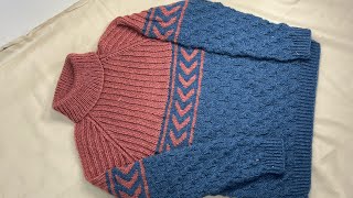 Hand Knitted high neck sweater jumper for six to seven 68years old boys detail tutorial [upl. by Bakki]