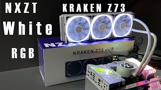 NZXT WHITE KRAKEN Z73 RGB UNBOX INSTALL TEST [upl. by Ramsay850]