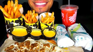 ASMR TACO BELL BURRITOS QUESADILLA NACHO CHEESE FRIES MUKBANG FREEZE TALKING REVIEW EATING CHALLENGE [upl. by Monte]