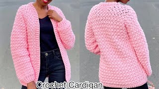 Easy Crochet Textured Cardigan Pattern  Crochetcardigan [upl. by Lefkowitz66]