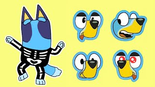 Bluey Make a Face Stickers  Bluey amp Bingo Halloween Costume Crafts [upl. by Amitie993]