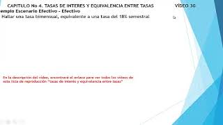 30 Ejemplo 8 Hallar una tasa bimensual equivalente a una tasa del 18 semestral [upl. by Cattima485]