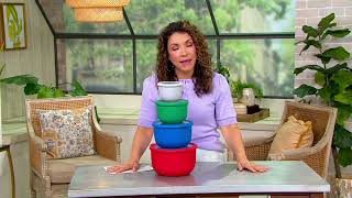 Cooks Essentials 4Piece Mixing Bowl Set with Lids on QVC [upl. by Woodring891]