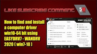 How to find and install a computer driver Win1064 bit using Easydrv7 WanDrv 2020 win1064bit [upl. by Kinom]