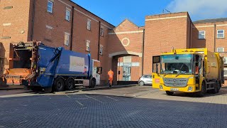 Swindon And Suez Faun Variopress Bin Lorries Collecting Trade Waste [upl. by Enrahs]