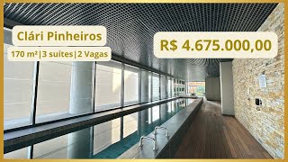 Apartamento de 170 m² com 3 suítes em andar alto no Condomínio Clári Pinheiros [upl. by Ellita]