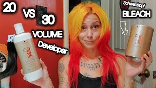 BLEACHING BLACK HAIR swatches with 20 AND 30 VOLUME DEVELOPER from BLONDME Schwarzkopf [upl. by Hacim385]