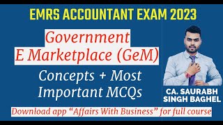 EMRS Accountant Exam 2023  Government E Marketplace GeM  Concepts amp Most Important MCQs [upl. by Randolf]