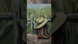 western acrylic painting tutorial hat cowboy boots painting shorts [upl. by Ymia]