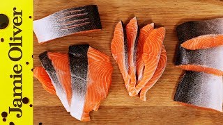 How to Fillet a Salmon or Trout  Jamie Oliver [upl. by Cyprio152]