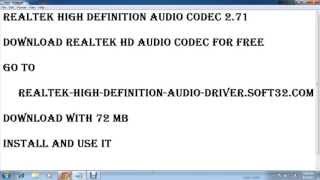 Realtek High Definition Audio Codec 271 [upl. by Ellis]