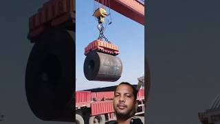 Really dangerous job in the world 🌎 steel coil transportation shorts viralvideo youtube rolling [upl. by Auot]