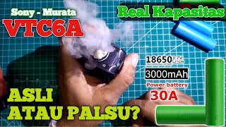 Review battery Sony VTC6A Asli atau palsu  Test beban amp kapasitas real [upl. by Anerdna]