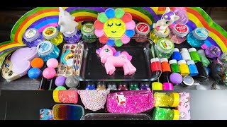 RAINBOW UNICORN Slime  Mixing random into GLOSSY Slime  Relax with video [upl. by Nanah]