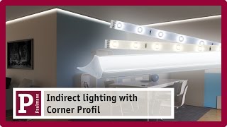 Indirect lighting Plaster mouldings and cove lighting with LED strips and Corner Profile [upl. by Walton]