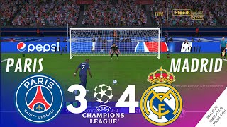 Penalty Shootout  Paris Saint Germain 34 Real Madrid UEFA Champions League  Video Game Simulation [upl. by Joseito880]