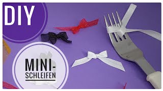 Mini  Schleifen mit Gabel selber binden  Basiswissen Basteln DIY Tutorial  Anleitung deutsch [upl. by Allard]