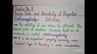 Electronegativity Chapter 3 9th Class Chemistry [upl. by Refotsirk]